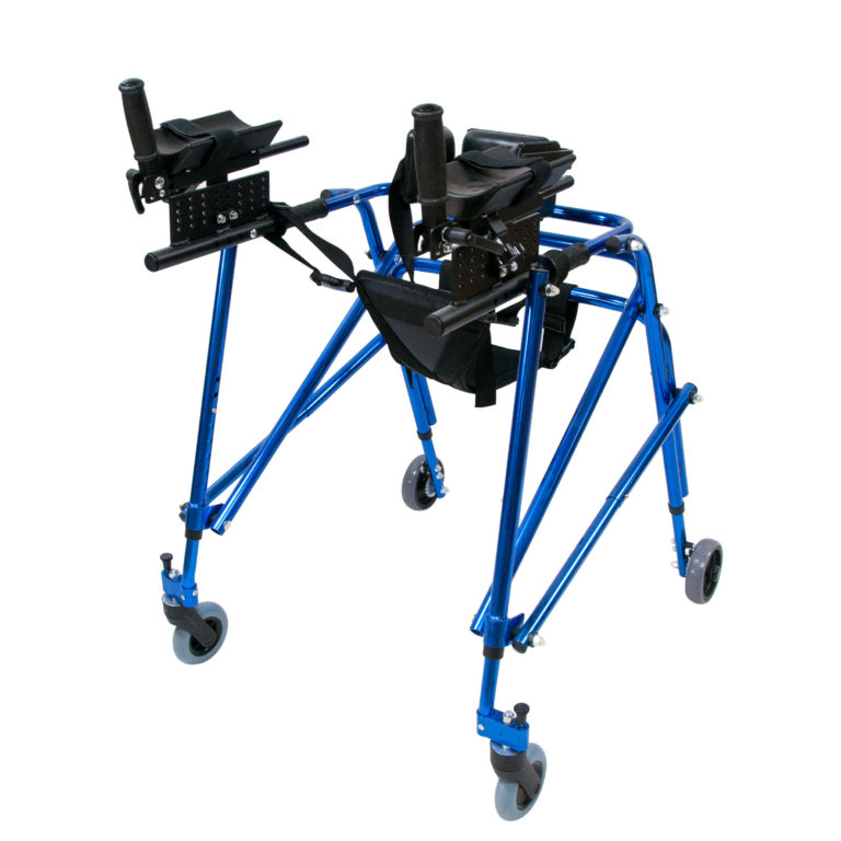 Ходунки на 4-х колесах для детей больных ДЦП с подлокотной опорой (синий)